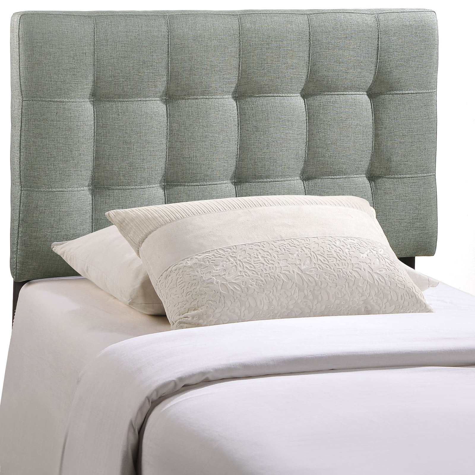 Modway Lily Tufted Linen Fabric Upholstered Full Headboard in Beige
