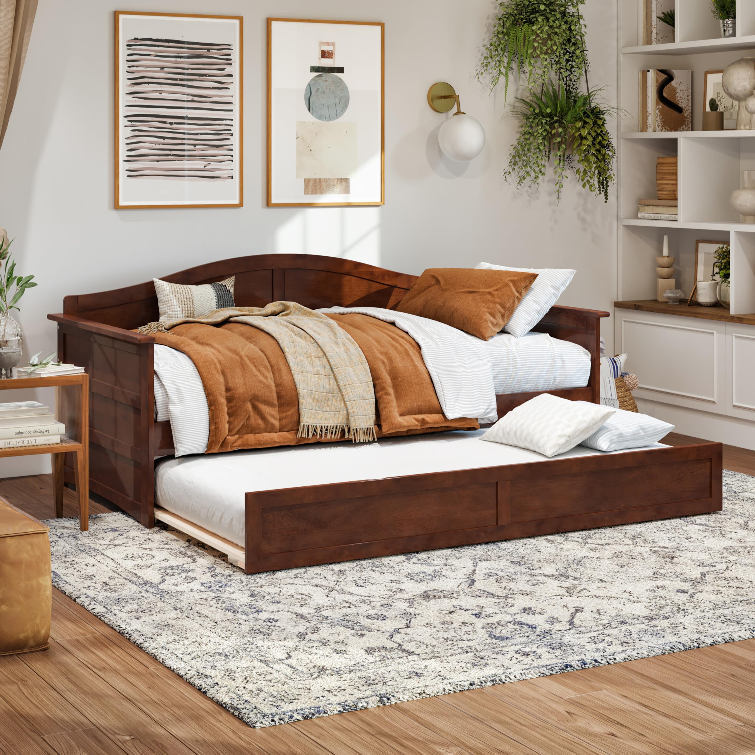 AFI, Acadia Twin Size Wood Daybed Frame with Twin Trundle, Espresso (Black)