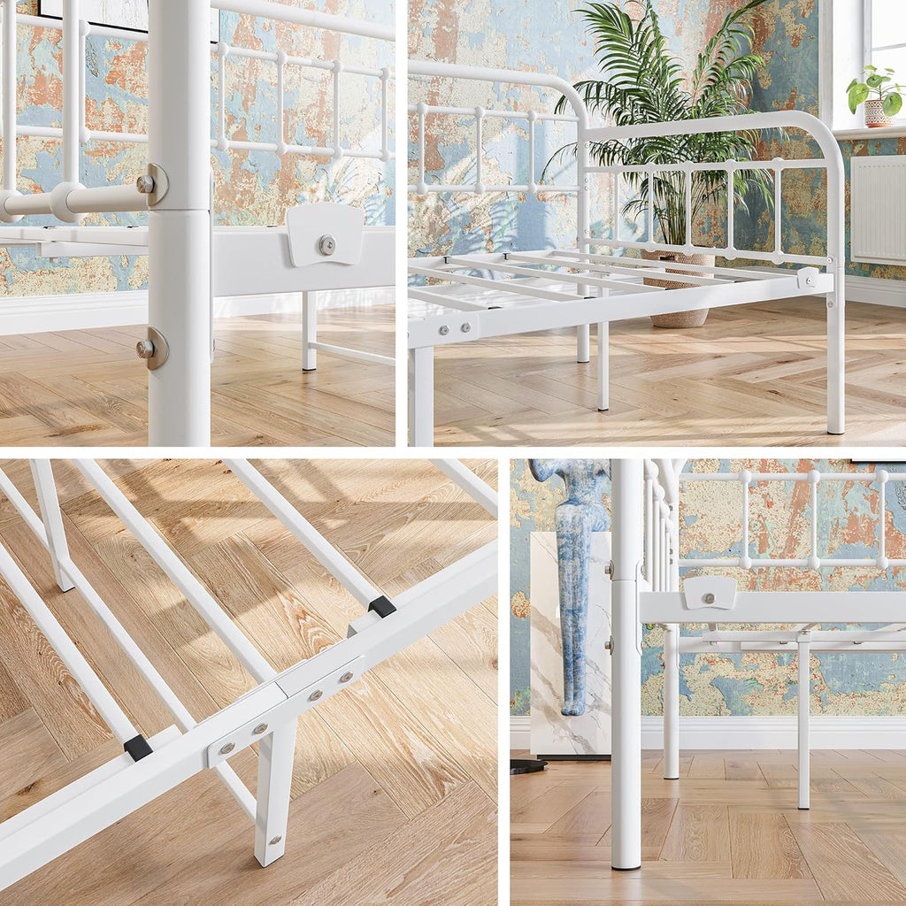 JURMERRY Metal Daybed Frame Twin Size with Steel Slats Platform Furniture, White…