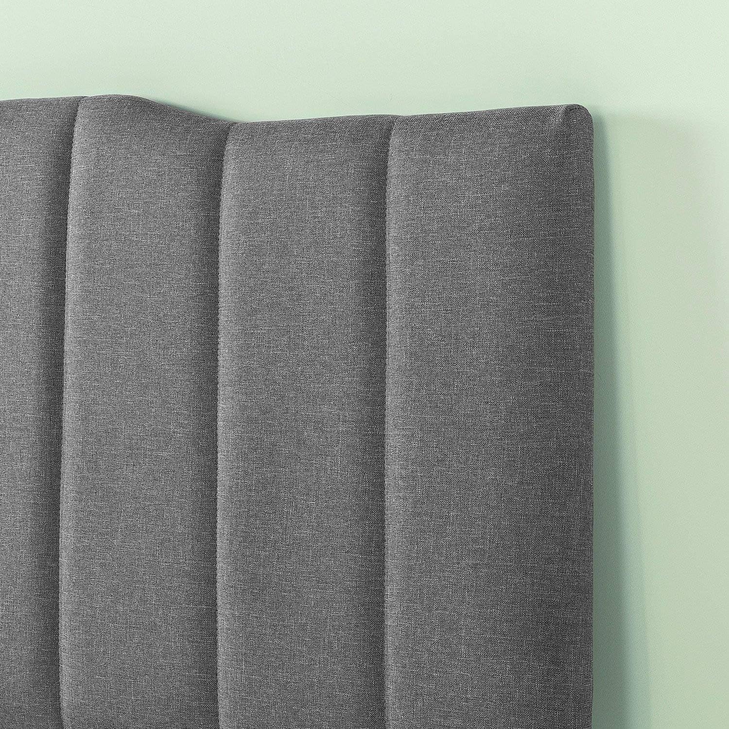 Zinus Satish Upholstered Headboard, Channel Stitched Upholstery, Easy Assembly, Full, Grey