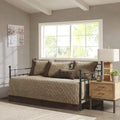 Madison Park 100% Cotton Daybed Cover Set - Trendy Design, All Season Luxury Bedding with Bedskirt, Matching Shams, Decorative Pillow, Diamond Quilted, Khaki 75"x39" 6 Piece